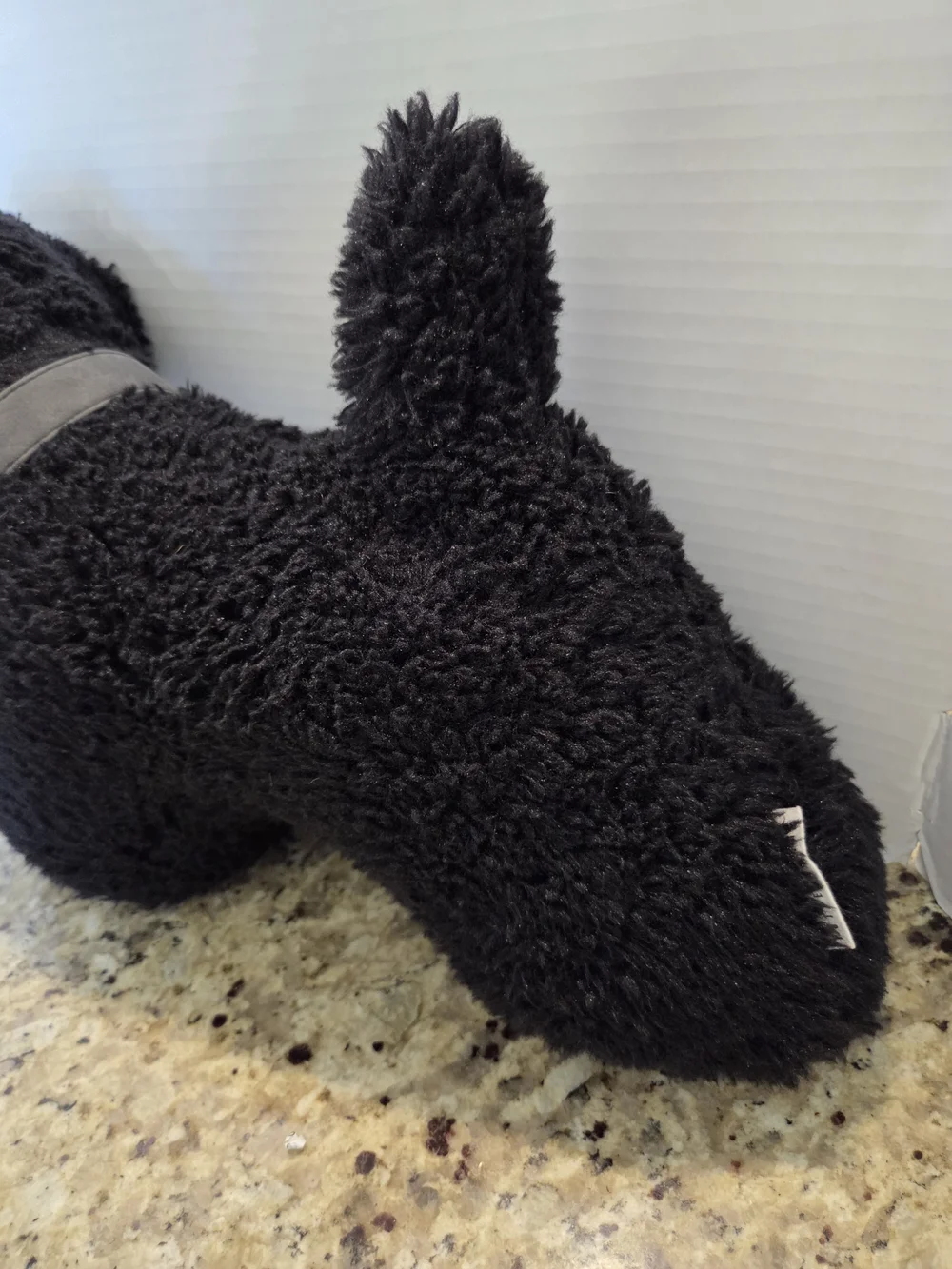 Pottery Barn Cozy Teddy Faux Fur Jolly Scottie Dog Puppy Collar Pillow Black